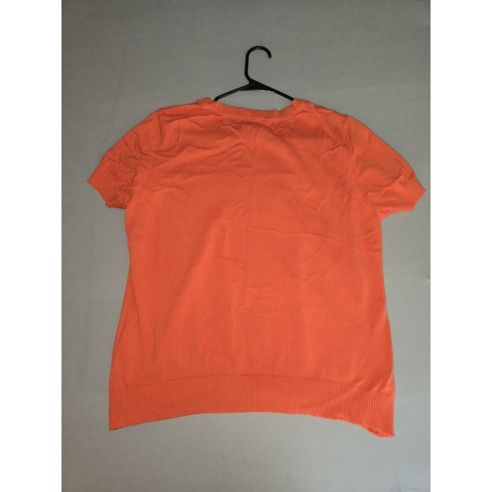 IZOD Women's Short Sleeve Argyle Knit Sweater Orange 100% Cotton Size XXL - Picture 8 of 8